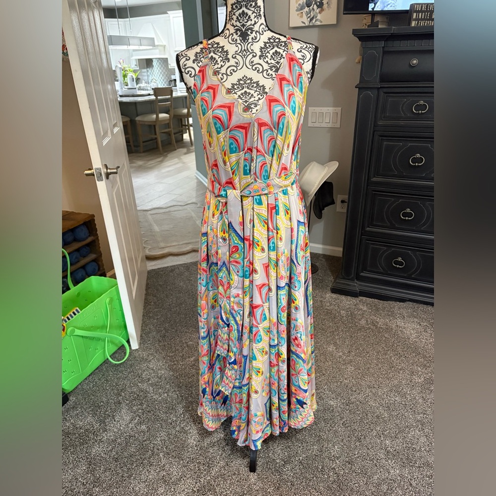 Colorful Patterned Maxi Dress OSFM. NWOT